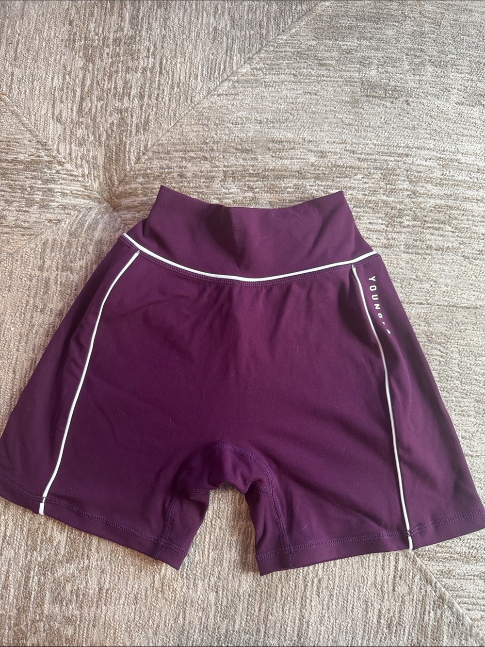 YoungLA High-Rise Purple Athletic Bike Shorts with Contrast Piping